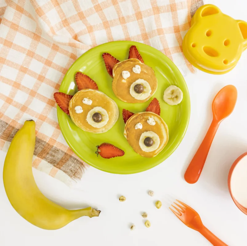 تزیین ظرف غذای کودک پنکیک به شکل خرس